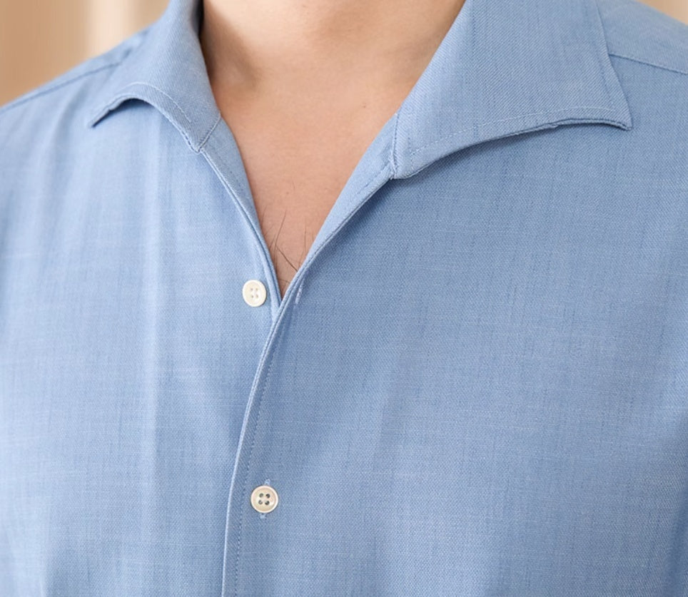 British Men Draping Anti-wrinkle One-piece Collar Casual Long-sleeved Shirt