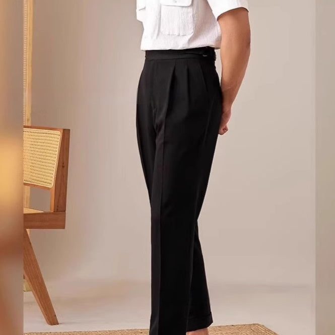 British Style Men's Leisure Commute Solid Color Trousers