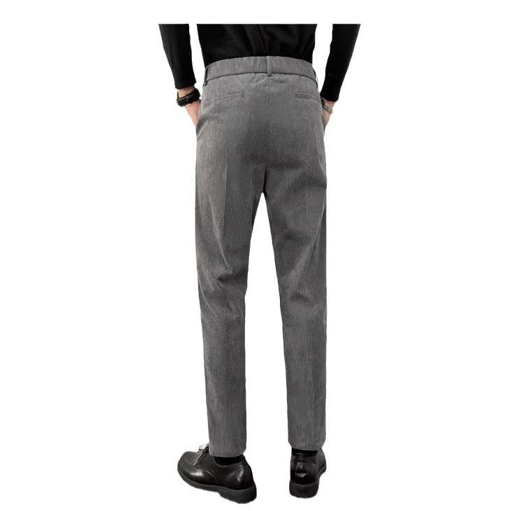 All-match Stretch Draping Suit Pants Straight Ankle Length Cargo Pants