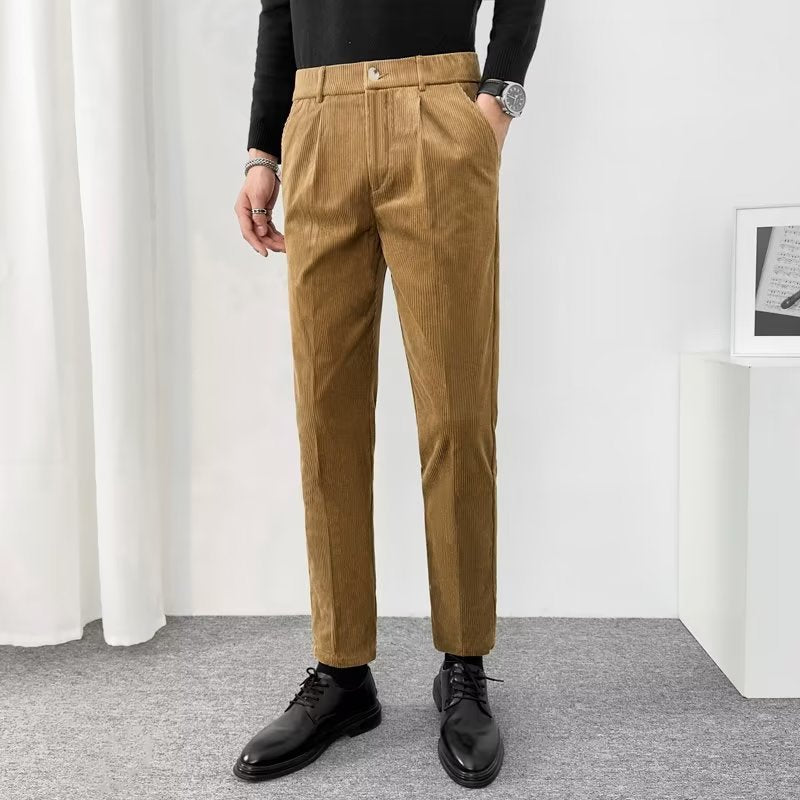 All-match Stretch Draping Suit Pants Straight Ankle Length Cargo Pants
