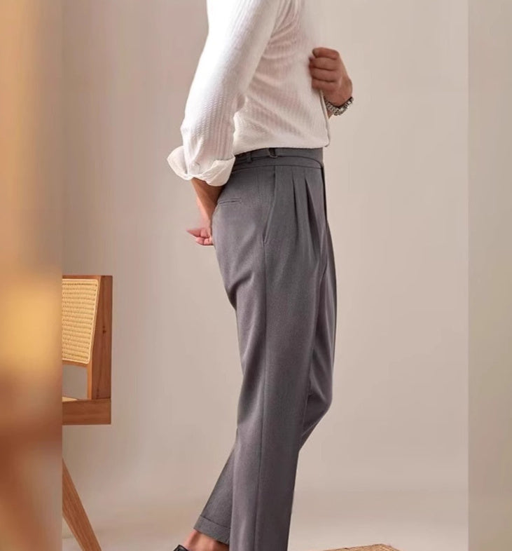 British Style Men's Leisure Commute Solid Color Trousers