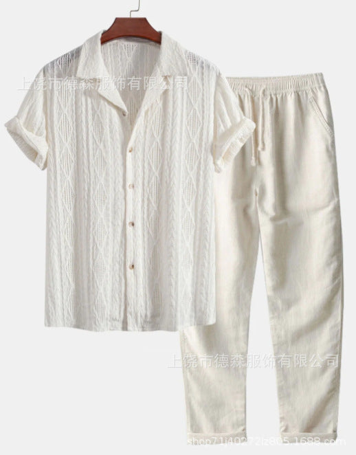 Loose Short Sleeve Shirt Trousers Suit Men