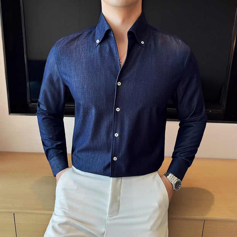 Men's Long-sleeved Denim Shirt