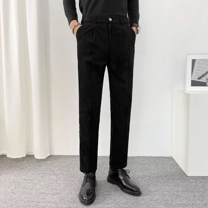 All-match Stretch Draping Suit Pants Straight Ankle Length Cargo Pants