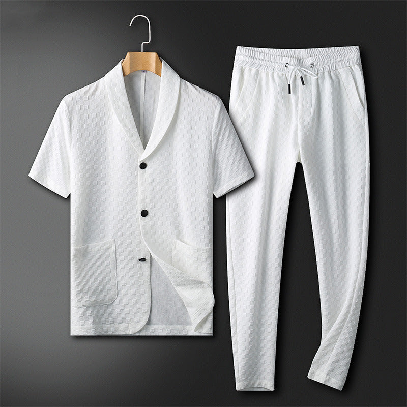 Men's New Dark Pattern Collar Casual Suit
