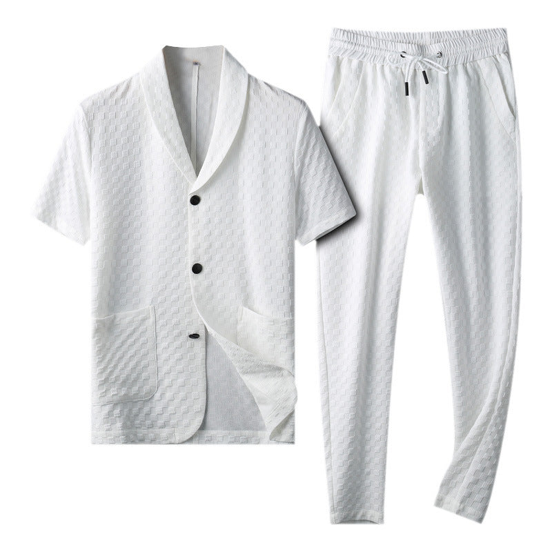 Men's New Dark Pattern Collar Casual Suit